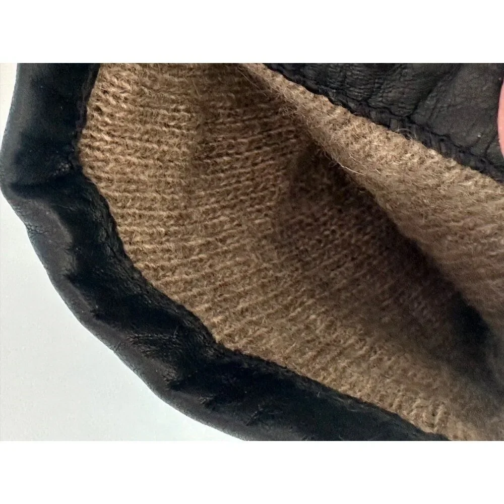 Lord & Taylor Womens 7.5 Black Leather Gloves Cashmere Lining Old Money Timeless